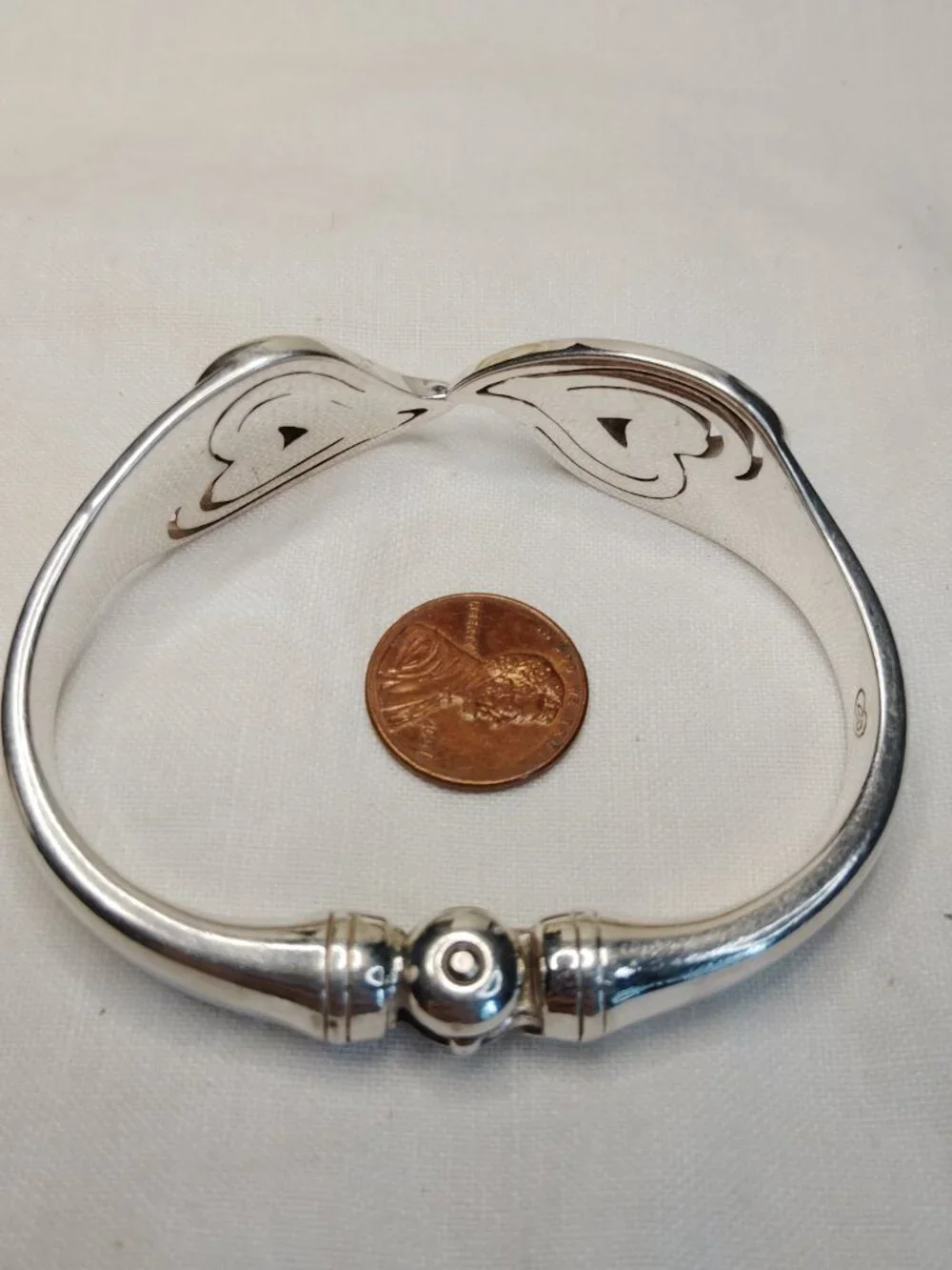 Brighton Double Heart Rhinestone Clamper Bracelet